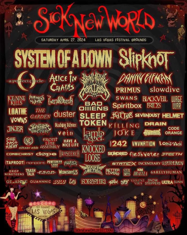 Sick New World 2024 System of a Down, Slipknot, and More