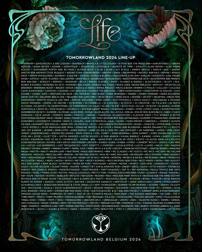 Tomorrowland 2024 Lineup Poster